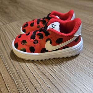Nike Air Force 1 Lil Ladybugs Red-White-Black Kid Sneakers Sz 5c